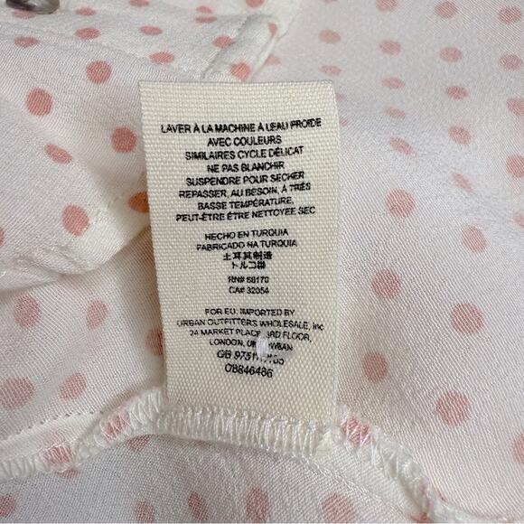 FREE PEOPLE Love Street Pink Ivory Polka Dot Long Sleeve Top Size L - Picture 12 of 15